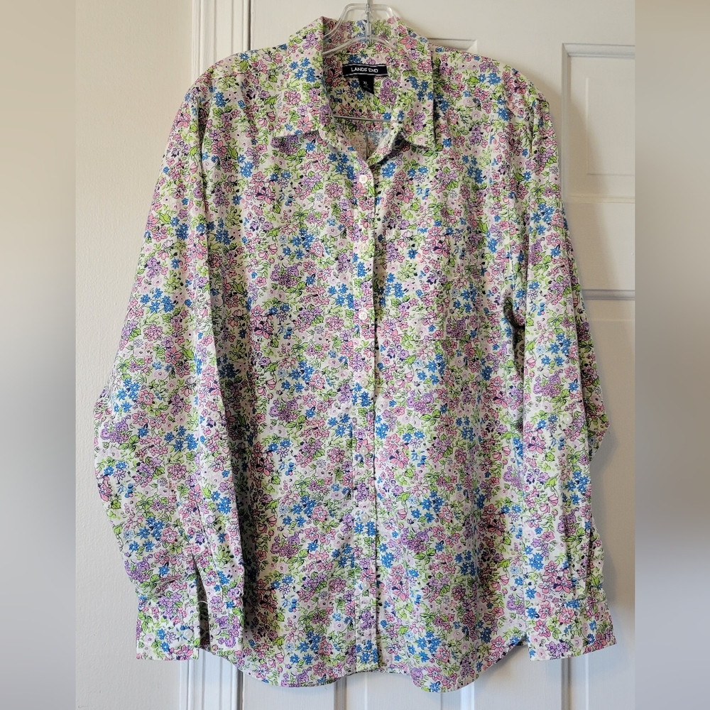 Lands' End Women's Floral Button-Down Shirt